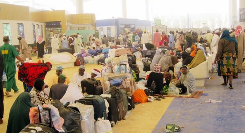 Hajj pilgrims at the airport