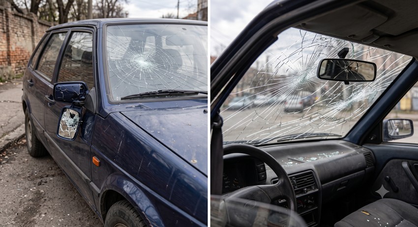 Eksplozija spreja u automobilu - ilustracija