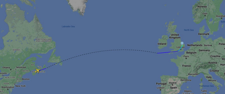 Trasa samolotu "doomsday" do Londynu