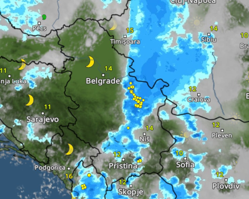 Padavine u Srbiji 24 oktobra u 7 sati