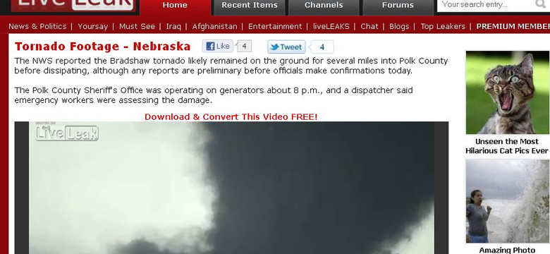 Niszczycielskie tornado nad Nebraską. Niesamowite wideo!