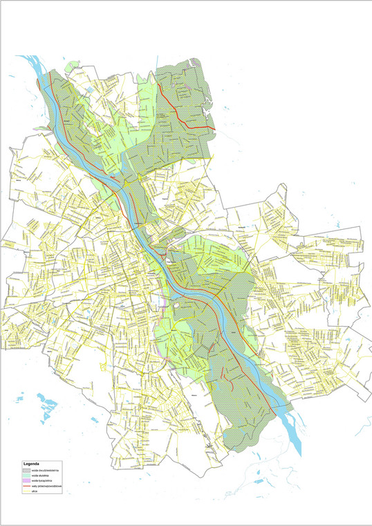 Mapa terenów zalewowych w Warszawie, źródło: Urząd Miasta Stołecznego Warszawy