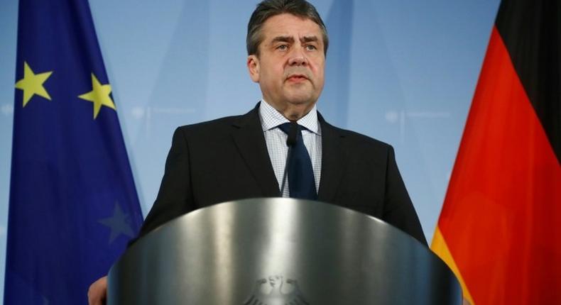 German Vice Chancellor and Foreign Minister Sigmar Gabriel makes a statement at the foreign ministry in Berlin on March 29, 2017 after Britain triggered Brexit