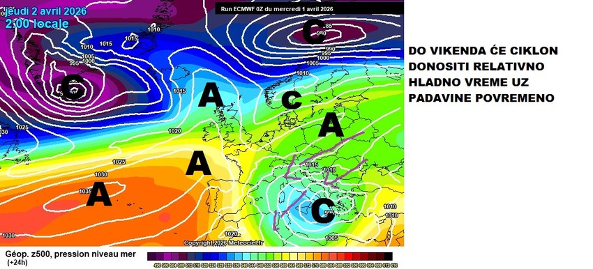 Do vikenda relativno hladno sa padavinama