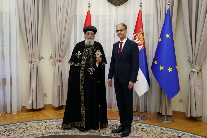 Predsednik Vlade Srbije prof. dr Đuro Macut razgovarao sa poglavarom Koptske pravoslavne crkve, papom aleksandrijskim i patrijarhom Stolice Svetog Marka Tavadrosom II