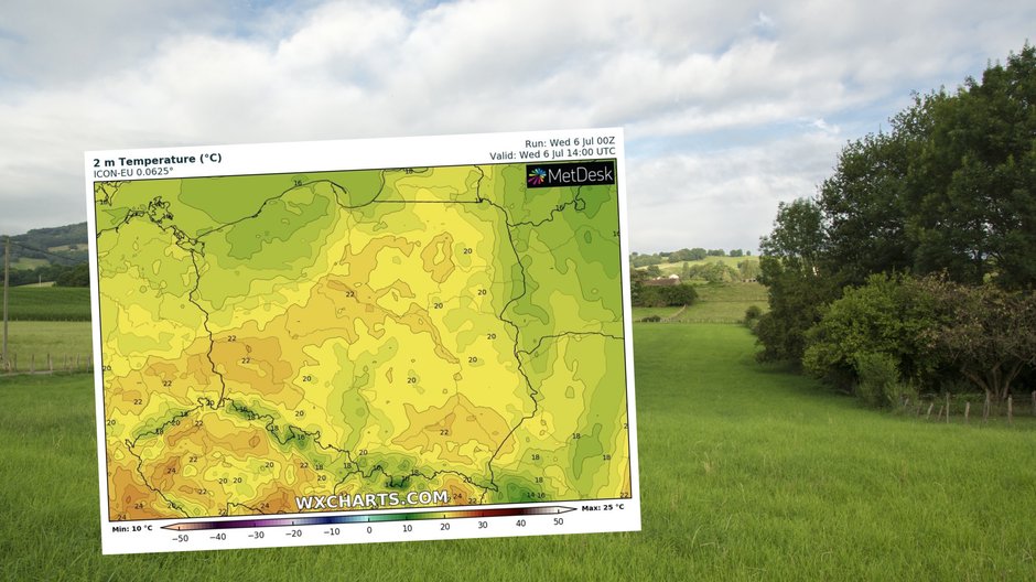 W środę w całej Polsce czeka nas przeplatanka pogodowa (mapa: wxcharts.com)