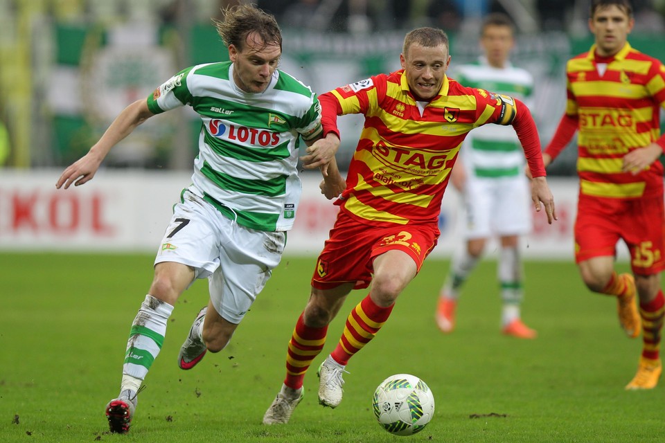 PIŁKA NOŻNA LIGA POLSKA LECHIA JAGIELLONIA (Milos Krasic Rafał Grzyb)