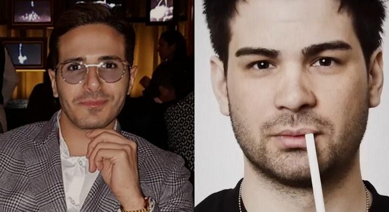 A photo of Simon Leviev in The Tinder Swindler, and a photo of Hunter Moore in The Most Hated Man on the Internet.Netflix