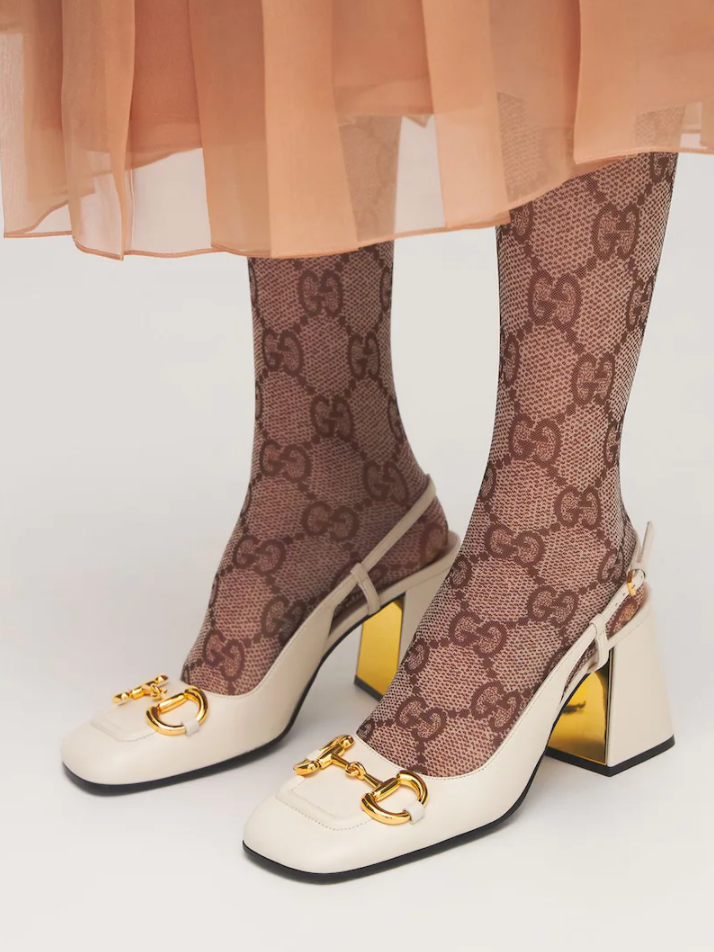Collants avec taille élastique et logo «GG SUPREME» de Gucci pour environ 264 francs, via Luisaviaroma.