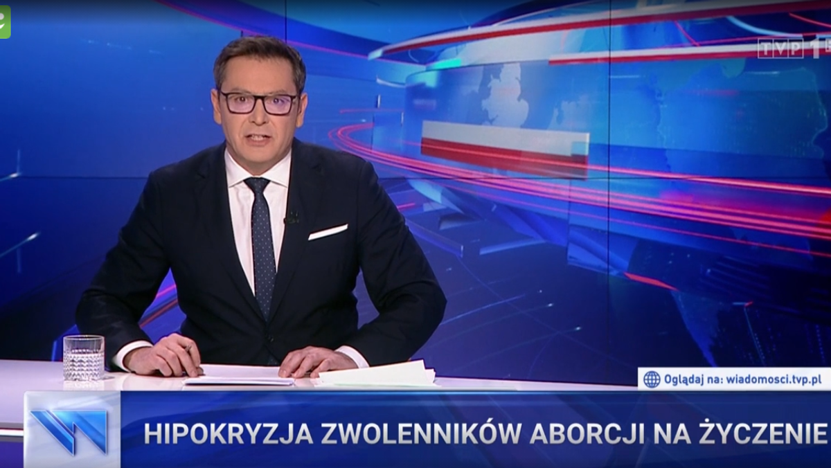 Kadr z programu Wiadomości TVP. 