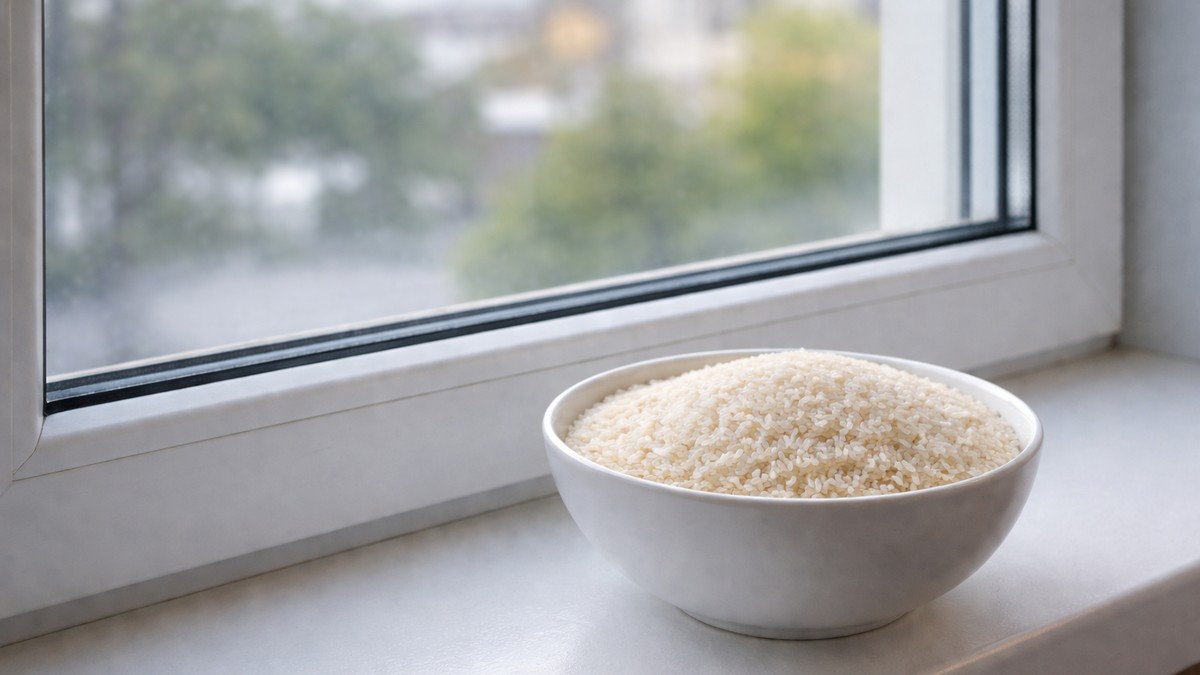 Činija sa pirinčem na prozorskoj dasci
