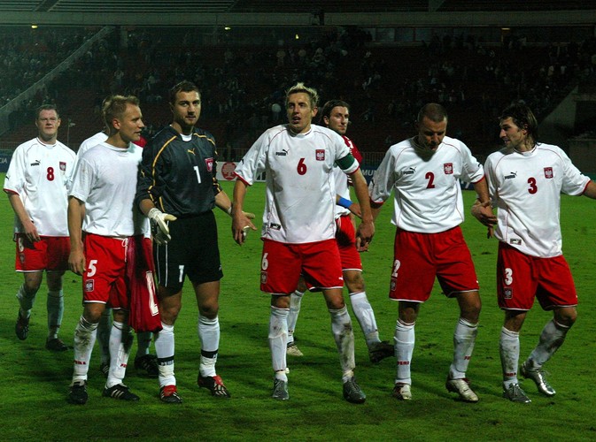 Polscy reprezentanci po meczu w 2003 roku