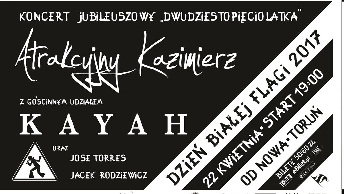 Koncert Atrakcyjnego Kazimierza na 25-lecie działalności z gościnnym udziałem Kayah i Jose Torresa. Płyta, na której znajdą się niepublikowane nagrania Grzegorza Ciechowskiego. Pokaz filmu o Jarocinie i spotkanie z muzykami Republiki i autorem książki o zespole. To główne atrakcje kolejnej edycji Dnia Białej Flagi, który odbędzie się w Toruniu.