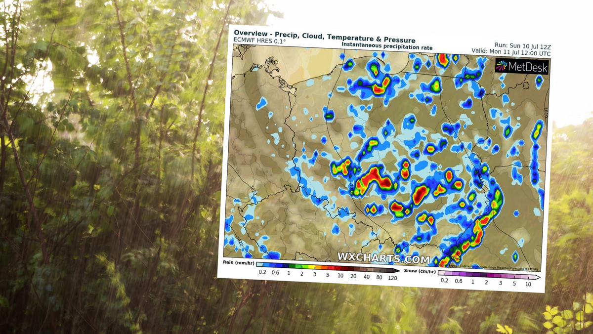 Pogoda na poniedziałek, 11 lipca. Ostrzeżenia przed gradem i burzami