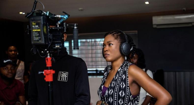 Omoni Oboli on the set of ‘Wives on Strike 3’ [Instagram/omonioboli]