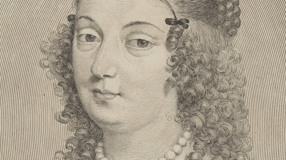 Maria Gonzaga na miedziorycie z 1645 roku Portret jest znany w wielu zbliżonych do siebie wariantach, zwykle niezbyt udanych