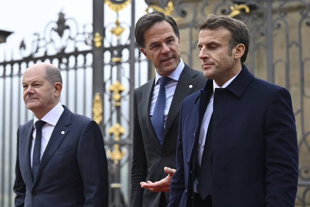 Olaf Scholz, Mark Rutte i Emmanuel Macron