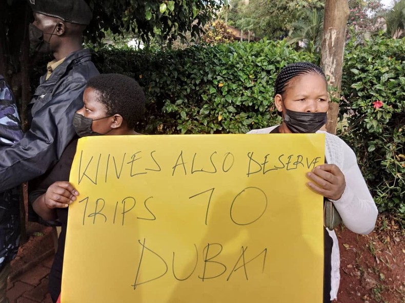 Housewives protest against husbands