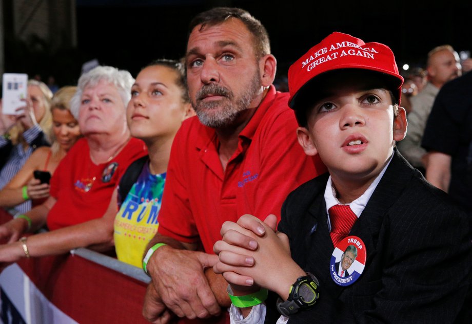 Supporters rally with Republican U.S. presidential nominee Donald Trump in Tampa, Florida, U.S. October 24, 2016.