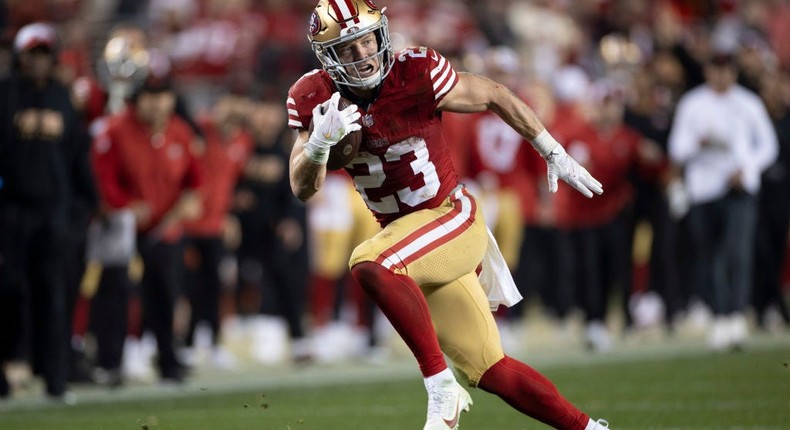 San Francisco 49ers's Christian McCaffrey in a January 2024 playoff game. The NFL could be coming to Netflix over Christmas, according to one report.Michael Zagaris/Getty Images