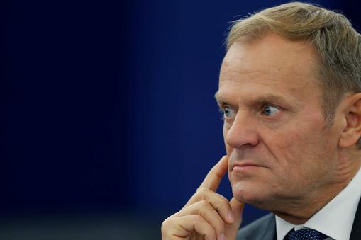 European Council President Tusk attends a debate at the European Parliament in Strasbourg