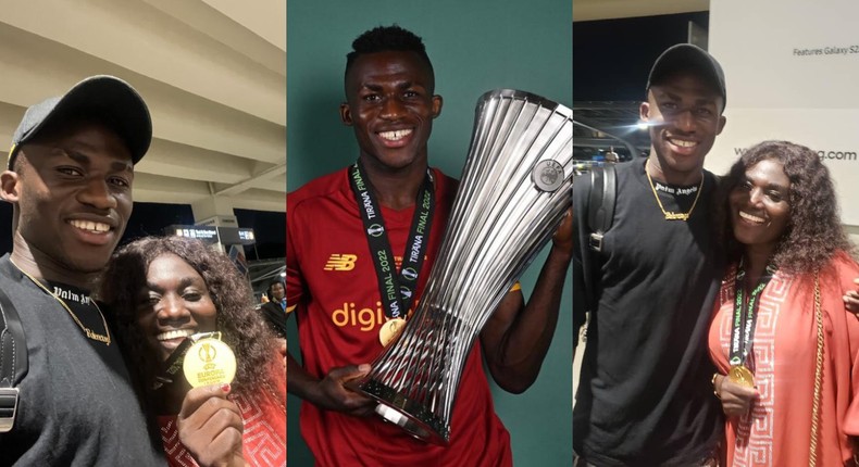 Proud Mother: Afena-Gyan presents Europa Conference League winners’ medal to mum