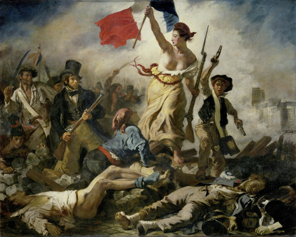 Obraz Eugène'a Delacroix "Wolność wiodąca lud na barykady"