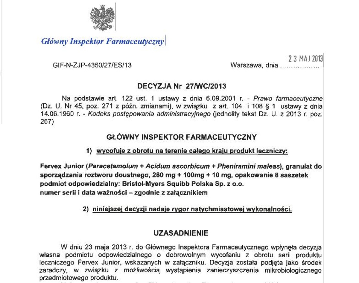 Decyzja Głównego Inspektora Farmaceutycznego