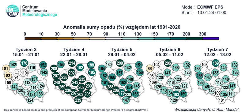 Drugi tydzień ferii przyniesie bardzo dużo opadów