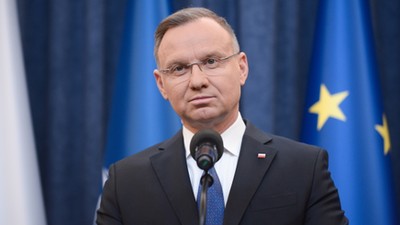 Prezydent Andrzej Duda podczas oświadczenia po zatrzymaniu Macieja Wąsika i Mariusza Kamińskiego.