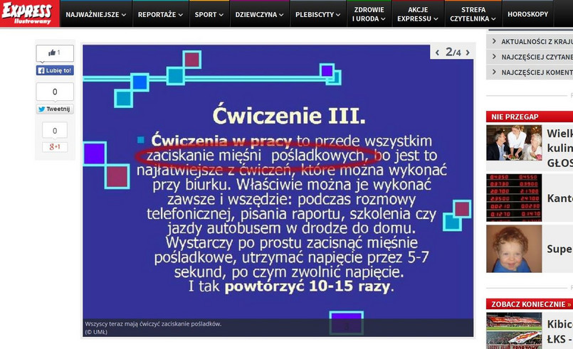 Instrukcja BHP dotycząca zaciskania pośladków (źródło: www.expressilustrowany.pl)