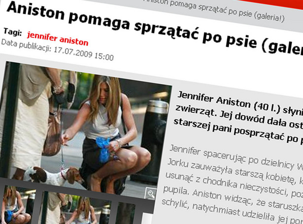 Jennifer Aniston sprząta po cudzym psie