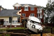 Boat sits in backyard after Hurricane Florence in New Bern, North Carolina