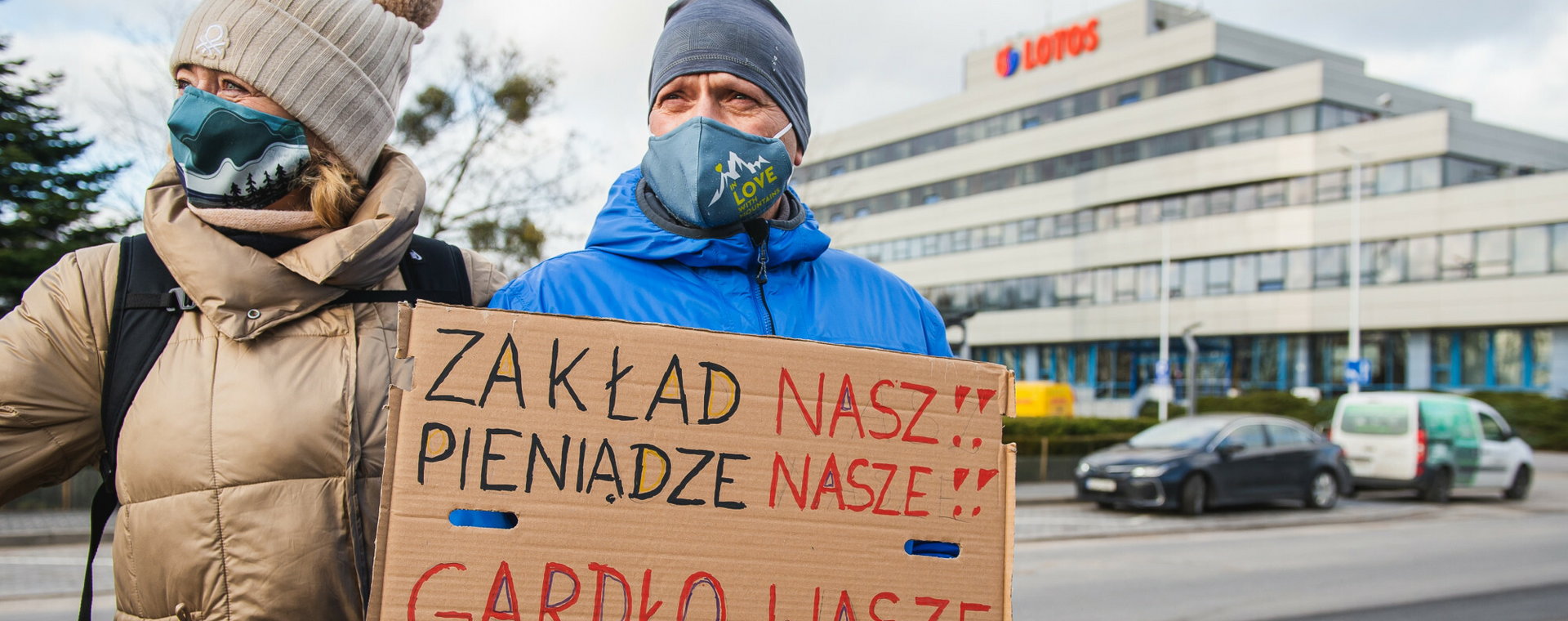 Protest pracowników Rafinerii Lotos, którzy chcieli wyższych podwyżek płac (styczeń 2022 r.)