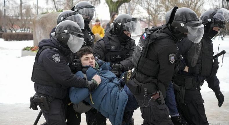 Arrestation de manifestant en Russie