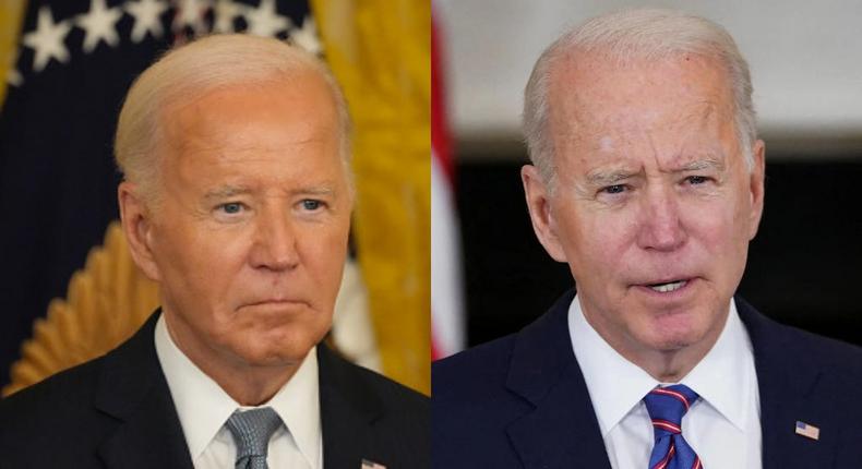 President Joe Biden in 2024, compared to 2021.Mandel Ngan/AFP via Getty Images, NurPhoto/Getty Images