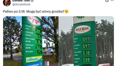 nowy cud na stacjach, benzyna po 5,18 zł/l. tusk: mogę zwrócić grosika?