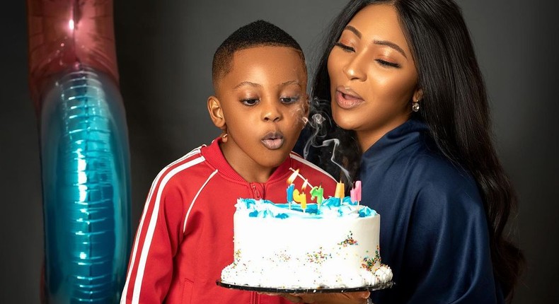 Nollywood actress Lilian Esoro and her son Jayden [Instagram/LilianEsoro]