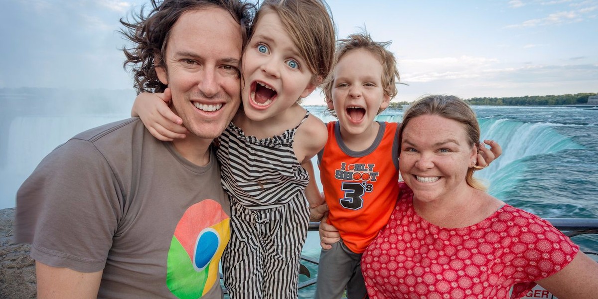 Erin and Josh Bender with their children, Mia, 6, and Caius, 5.