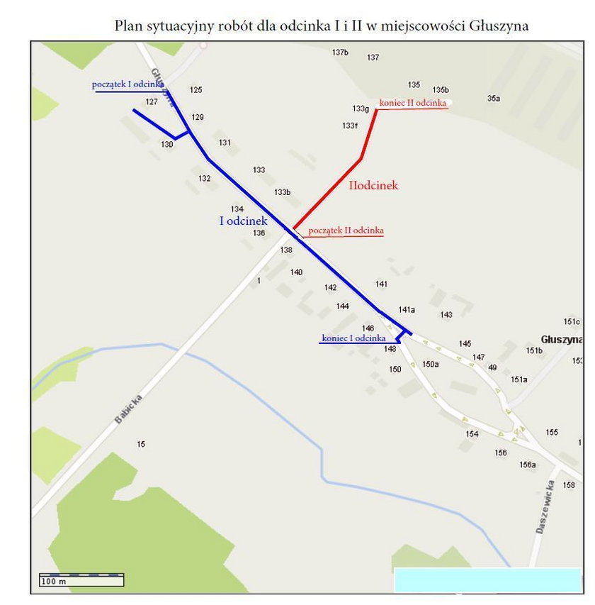 Mapka utrudnień na Głuszynie