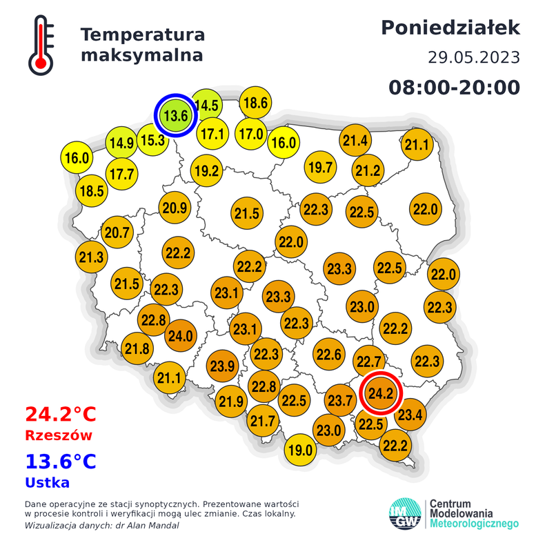 W poniedziałek w Ustce temperatura nie była w stanie osiągnąć 14 st. C