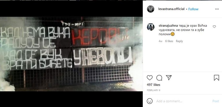 Navijači pružaju podršku uhapšenom Velji Nevolji i Marku Miljkoviću Maretu