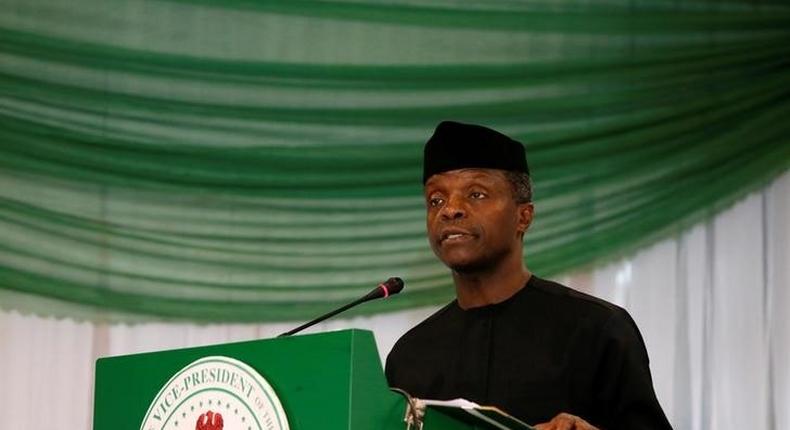 Nigeria's Vice President Yemi Osinbajo speaks at the Regional Protection Dialogue meeting on Lake Chad basin in Abuja, Nigeria June 8, 2016. 