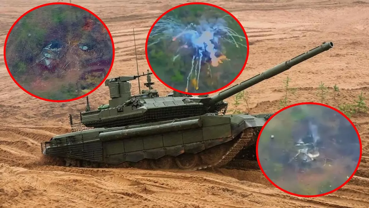 Rosyjski czołg T-90M zniszczony pociskiem Excalibur