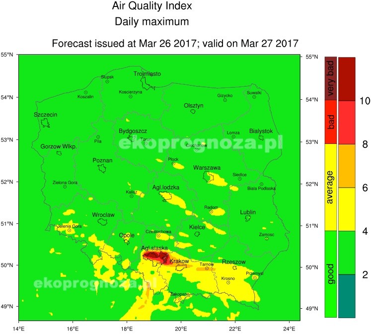 Ekoprognoza na 27 marca 2017r.