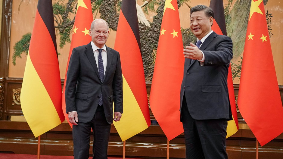 Olaf Scholz i Xi Jinping w trakcie ostatniej wizyty kanclerza w Chinach. Pekin, 4 listopada 2022 r.