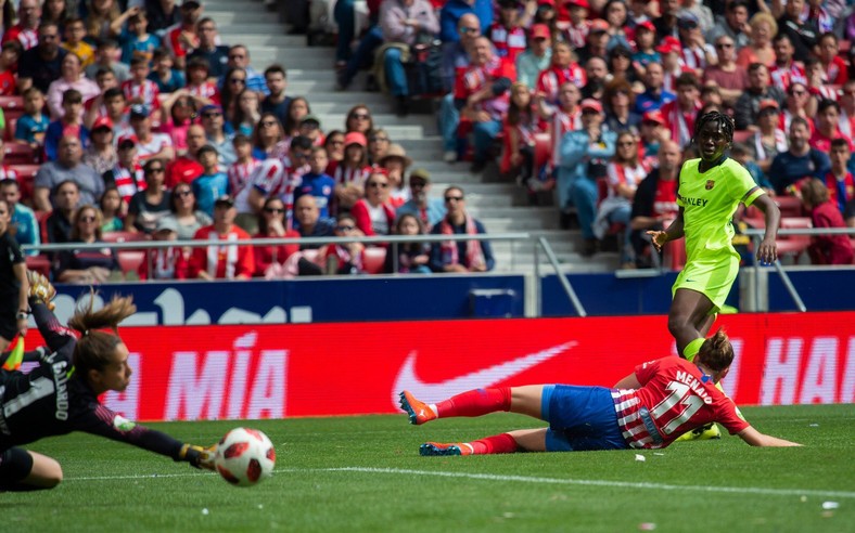 Asisat Oshoala finally found the back of the net against Atletico Madrid (Twitter / Barcelona Femeni ) 
