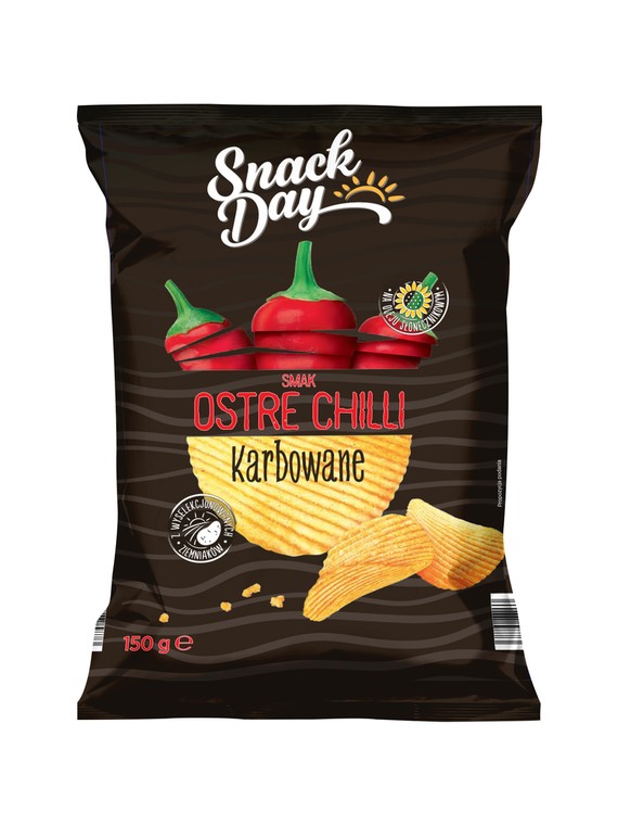 Chipsy ostre chilli karbowane 2,29 zł/ 150 g/ 1 opak.