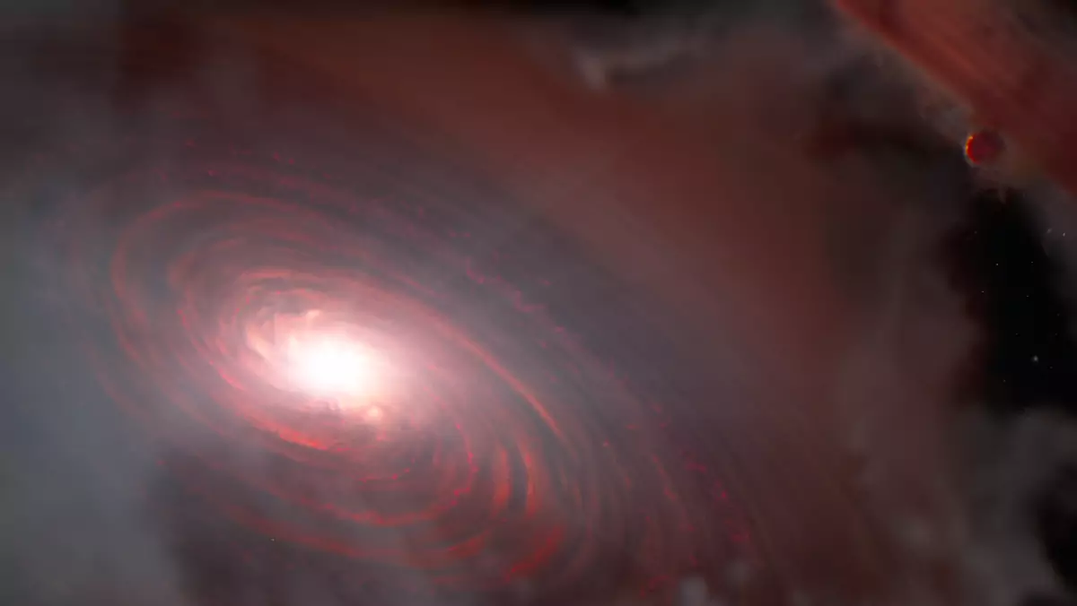 Wizualizacja artystyczna gwiazdy PDS 70. Teleskop Jamesa Webba właśnie tam znalazł wodę