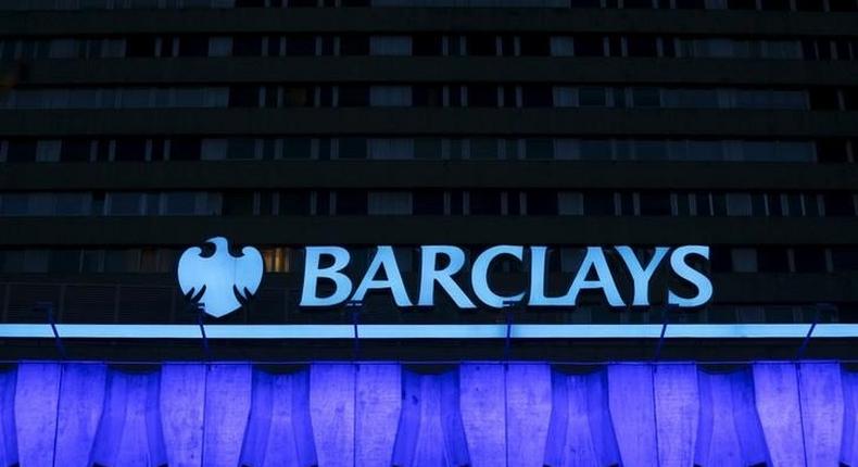 The logo of Barclays is seen on the top of one of its branch in Madrid, Spain in this March 22, 2016 file photo.   REUTERS/Sergio Perez/Files